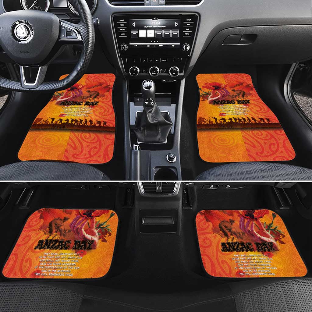 Australia and New Zealand ANZAC Day Car Mats Soldiers Memories - Red Poppies with Aboriginal and Maori Art