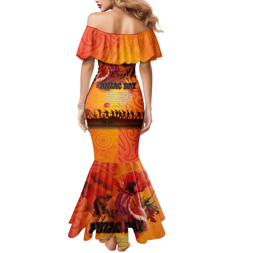 Australia and New Zealand ANZAC Day Family Matching Mermaid Dress and Hawaiian Shirt Soldiers Memories - Red Poppies with Aboriginal and Maori Art