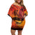 Australia and New Zealand ANZAC Day Family Matching Off Shoulder Short Dress and Hawaiian Shirt Soldiers Memories - Red Poppies with Aboriginal and Maori Art