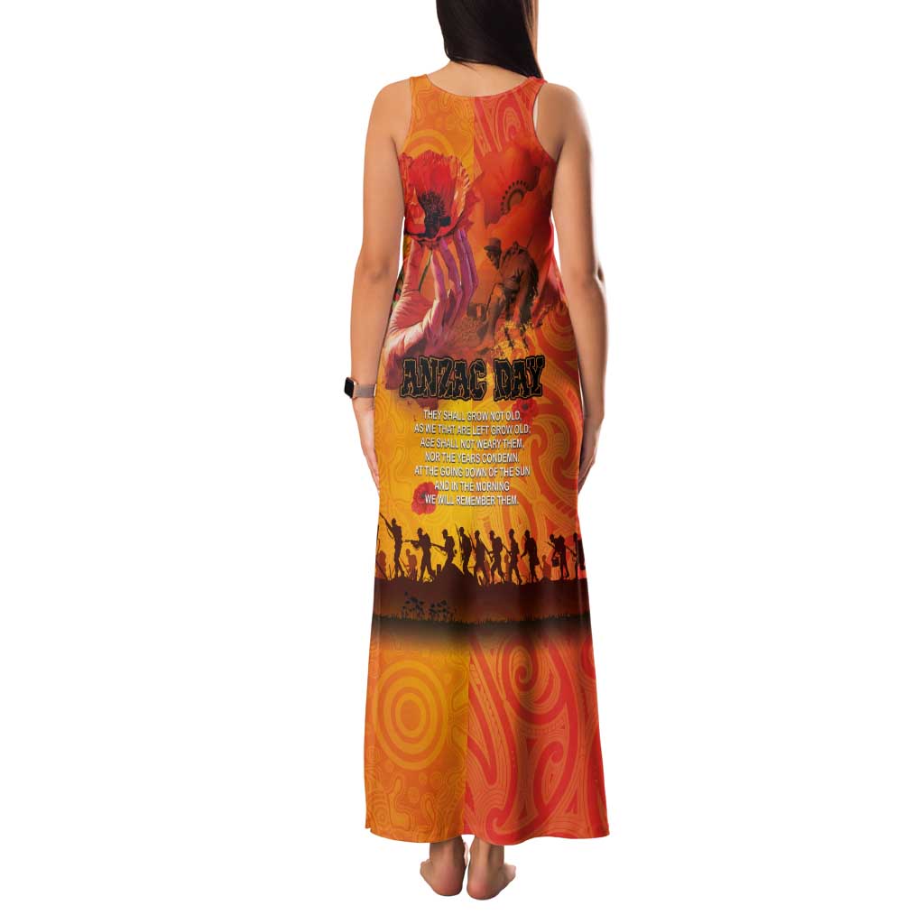 Australia and New Zealand ANZAC Day Family Matching Tank Maxi Dress and Hawaiian Shirt Soldiers Memories - Red Poppies with Aboriginal and Maori Art