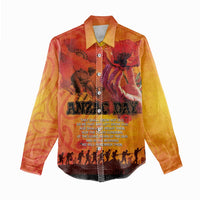 Australia and New Zealand ANZAC Day Women Casual Shirt Soldiers Memories - Red Poppies with Aboriginal and Maori Art