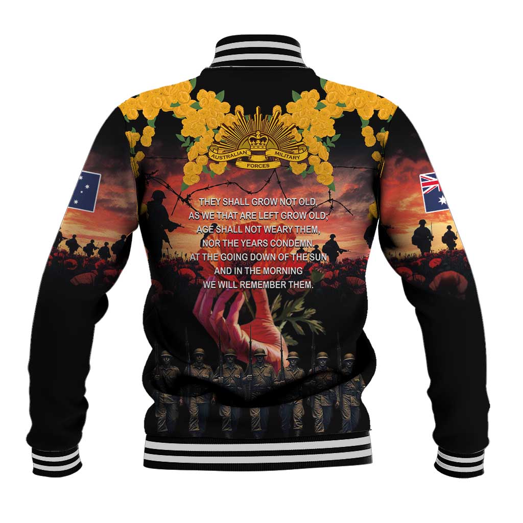 Australia ANZAC Day Baseball Jacket Forever in My Thoughts LT03 - Polynesian Pride