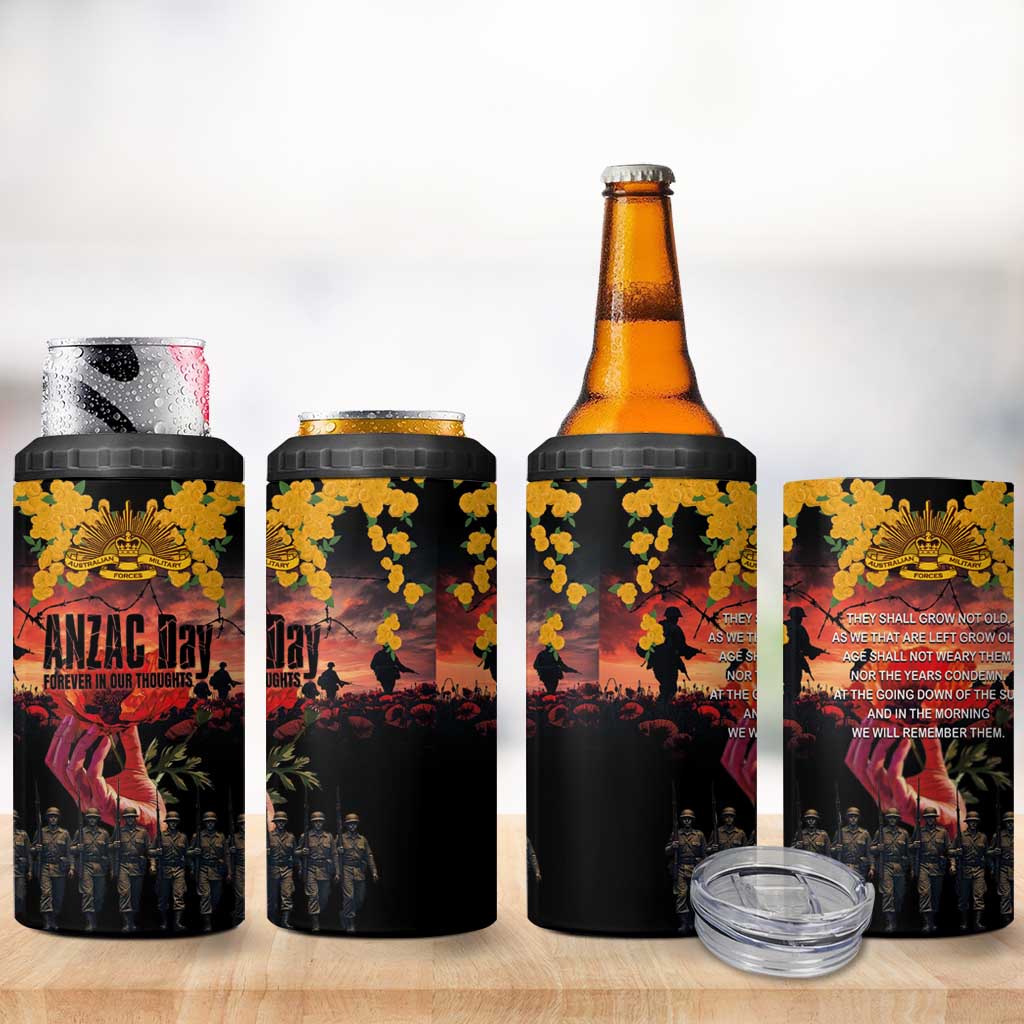 Australia ANZAC Day 4 in 1 Can Cooler Tumbler Forever in My Thoughts LT03 - Polynesian Pride