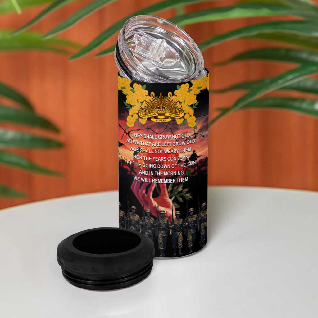 Australia ANZAC Day 4 in 1 Can Cooler Tumbler Forever in My Thoughts LT03 - Polynesian Pride