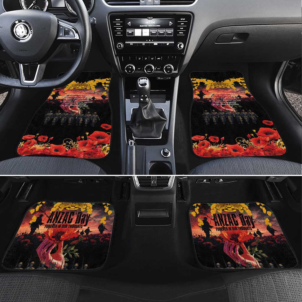Australia ANZAC Day Car Mats Forever in My Thoughts LT03 Set 4pcs Black - Polynesian Pride