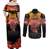 Australia ANZAC Day Couples Matching Off Shoulder Maxi Dress and Long Sleeve Button Shirt Forever in My Thoughts LT03 - Polynesian Pride