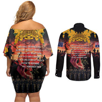 Australia ANZAC Day Couples Matching Off Shoulder Short Dress and Long Sleeve Button Shirt Forever in My Thoughts LT03 - Polynesian Pride