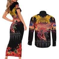 Australia ANZAC Day Couples Matching Short Sleeve Bodycon Dress and Long Sleeve Button Shirt Forever in My Thoughts LT03 - Polynesian Pride