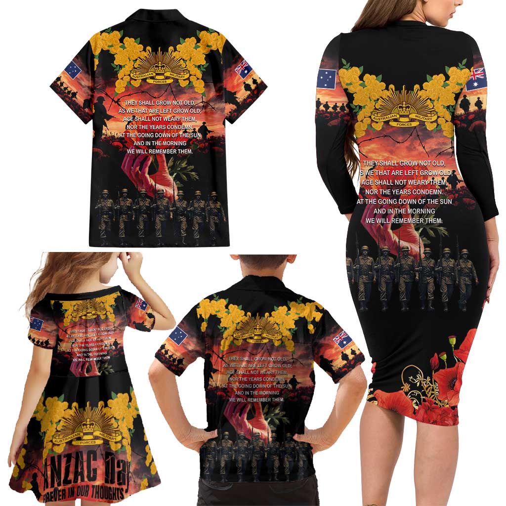Australia ANZAC Day Family Matching Long Sleeve Bodycon Dress and Hawaiian Shirt Forever in My Thoughts