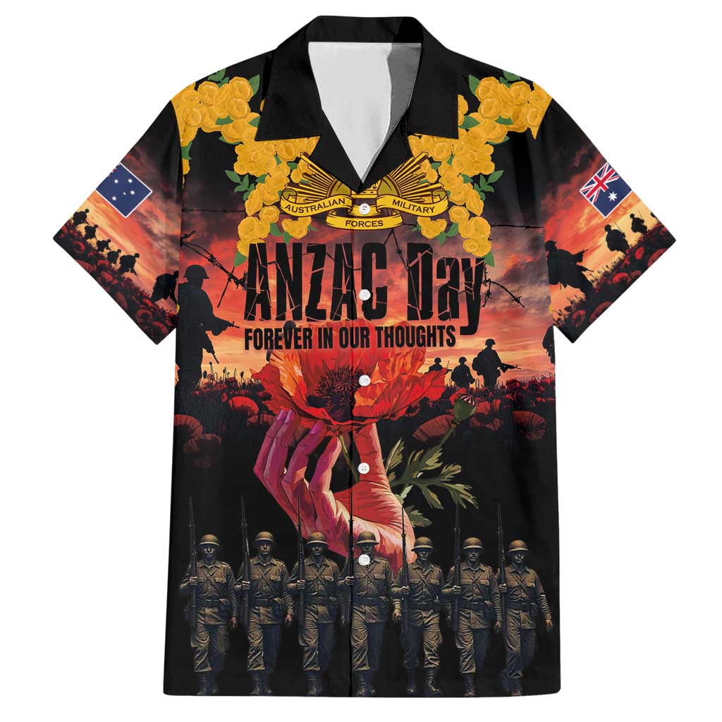 Australia ANZAC Day Hawaiian Shirt Forever in My Thoughts LT03 Black - Polynesian Pride