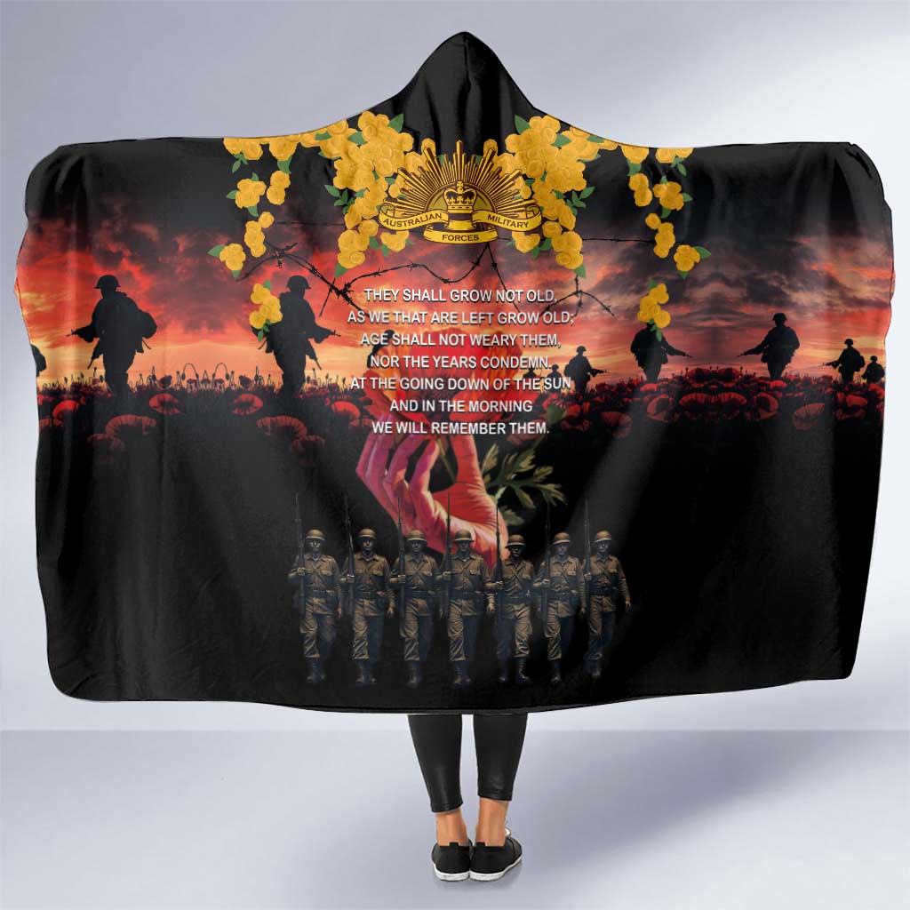 Australia ANZAC Day Hooded Blanket Forever in My Thoughts LT03 One Size Black - Polynesian Pride