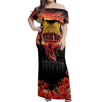 Australia ANZAC Day Off Shoulder Maxi Dress Forever in My Thoughts LT03 Women Black - Polynesian Pride