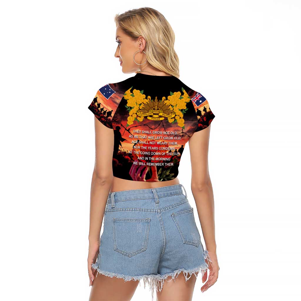 Australia ANZAC Day Raglan Cropped T Shirt Forever in My Thoughts LT03 - Polynesian Pride