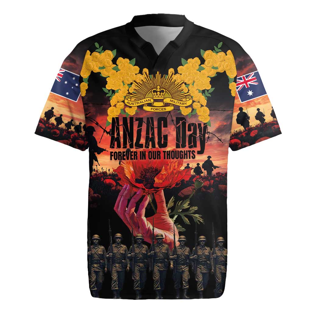 Australia ANZAC Day Rugby Jersey Forever in My Thoughts LT03 Black - Polynesian Pride