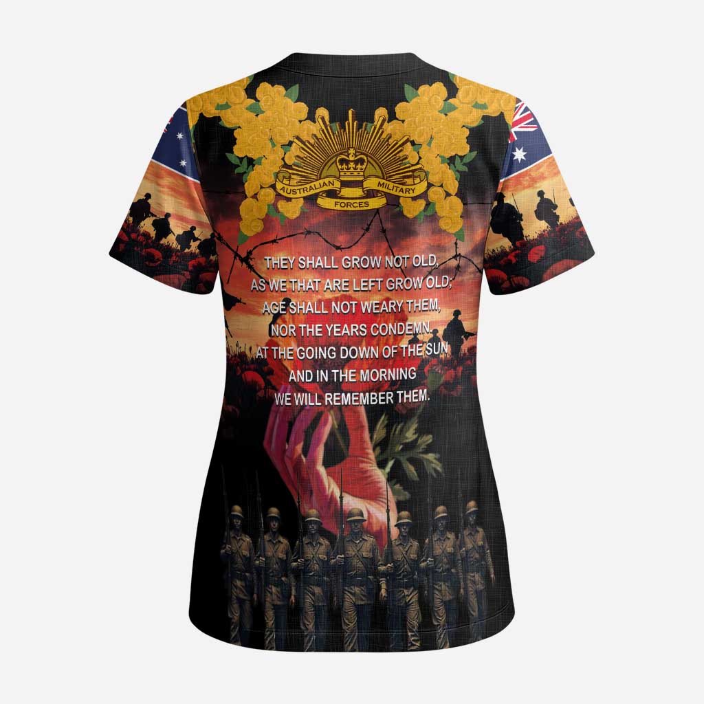 Australia ANZAC Day Scrub Top Forever in My Thoughts - Polynesian Pride