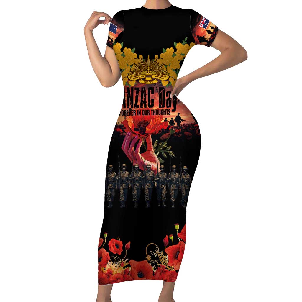 Australia ANZAC Day Short Sleeve Bodycon Dress Forever in My Thoughts