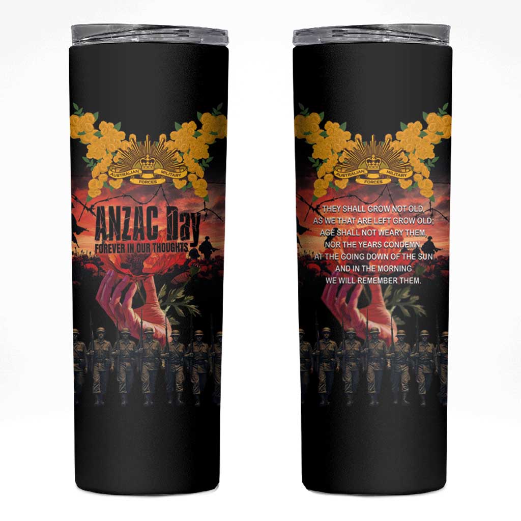 Australia ANZAC Day Skinny Tumbler Forever in My Thoughts