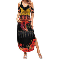 Australia ANZAC Day Summer Maxi Dress Forever in My Thoughts LT03 Women Black - Polynesian Pride