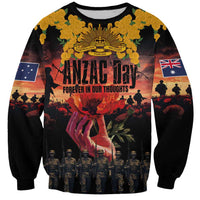 Australia ANZAC Day Sweatshirt Forever in My Thoughts LT03 Unisex Black - Polynesian Pride