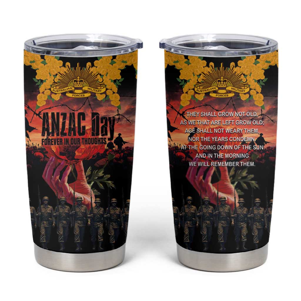 Australia ANZAC Day Tumbler Cup Forever in My Thoughts LT03 Black - Polynesian Pride