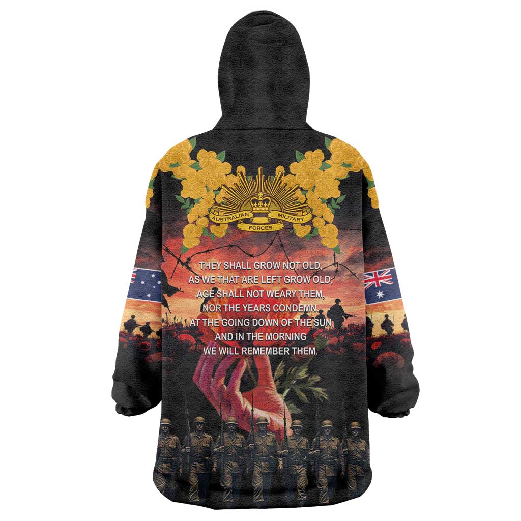 Australia ANZAC Day Wearable Blanket Hoodie Forever in My Thoughts LT03 - Polynesian Pride