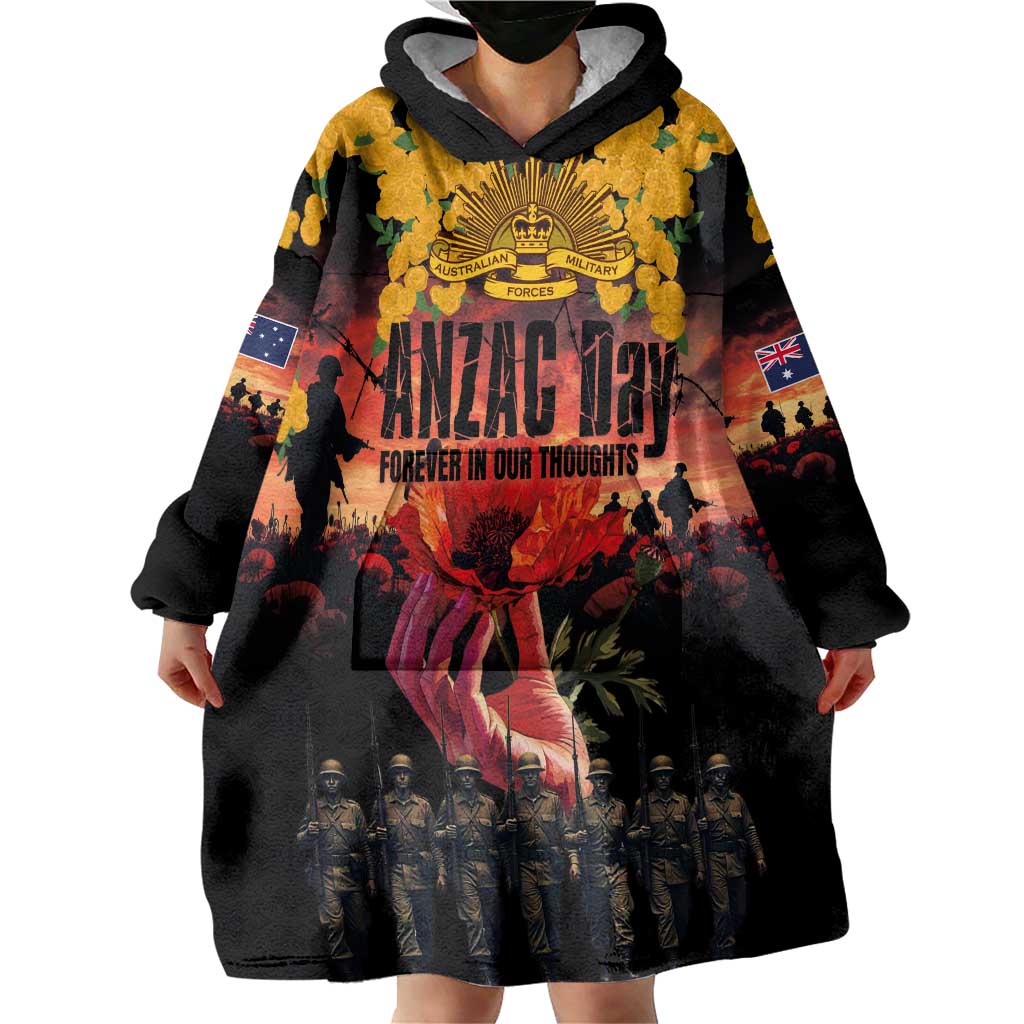 Australia ANZAC Day Wearable Blanket Hoodie Forever in My Thoughts LT03 - Polynesian Pride