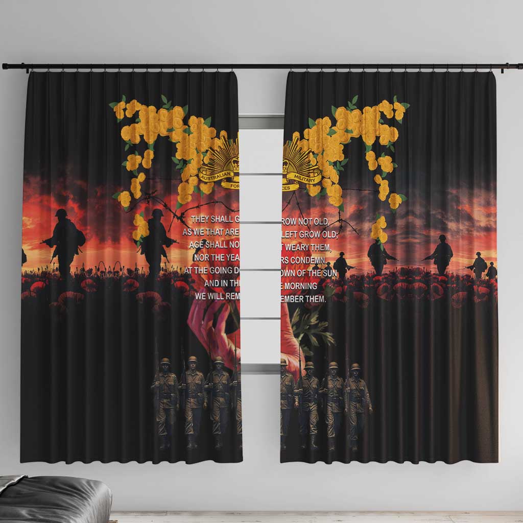 Australia ANZAC Day Window Curtain Forever in My Thoughts LT03 With Hooks Black - Polynesian Pride