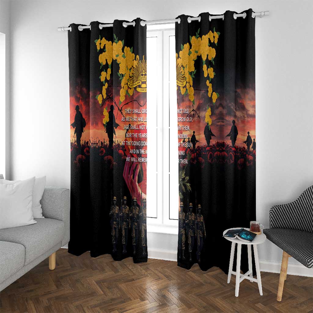 Australia ANZAC Day Window Curtain Forever in My Thoughts LT03 With Grommets Black - Polynesian Pride