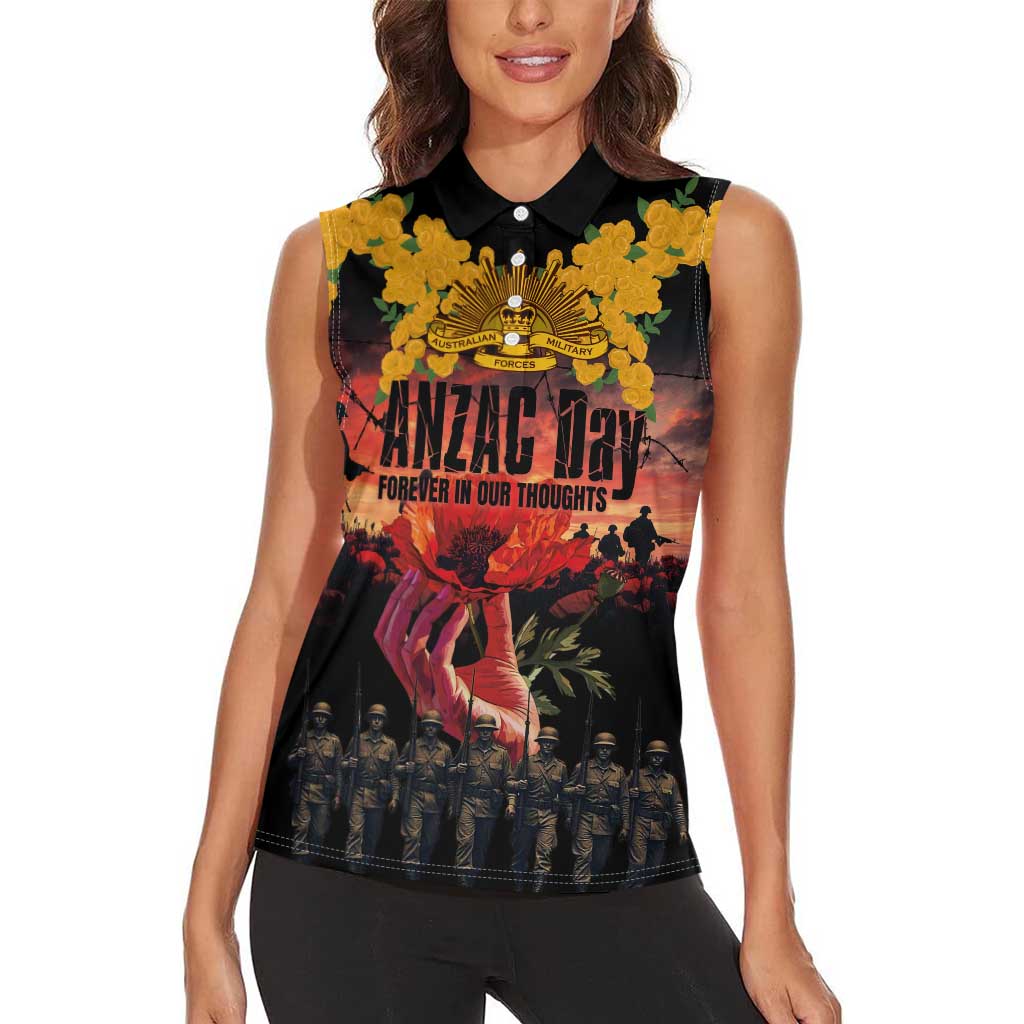 Australia ANZAC Day Women Sleeveless Polo Shirt Forever in My Thoughts