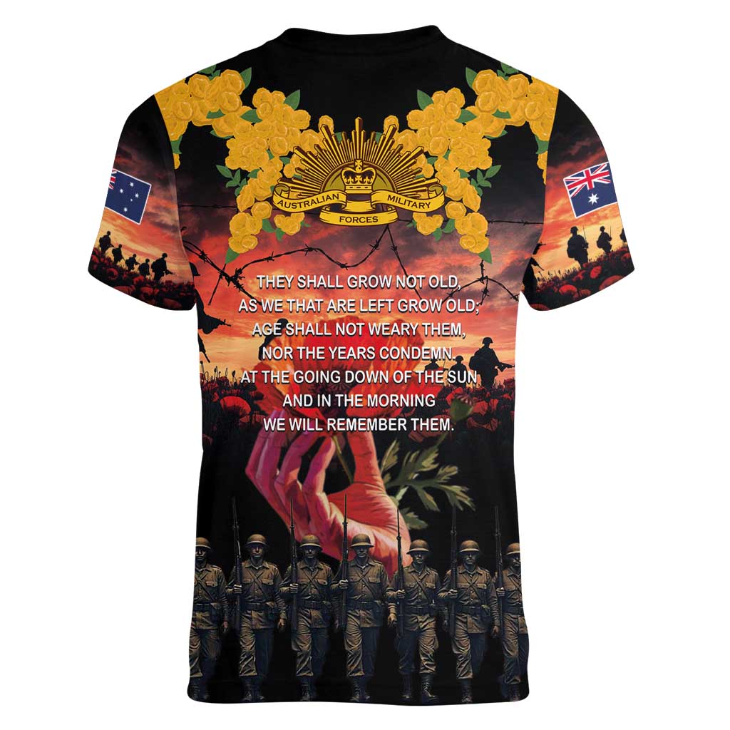 Australia ANZAC Day Women V-Neck T-Shirt Forever in My Thoughts LT03 - Polynesian Pride