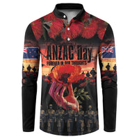 New Zealand ANZAC Day Button Sweatshirt Forever in My Thoughts LT03 Black - Polynesian Pride