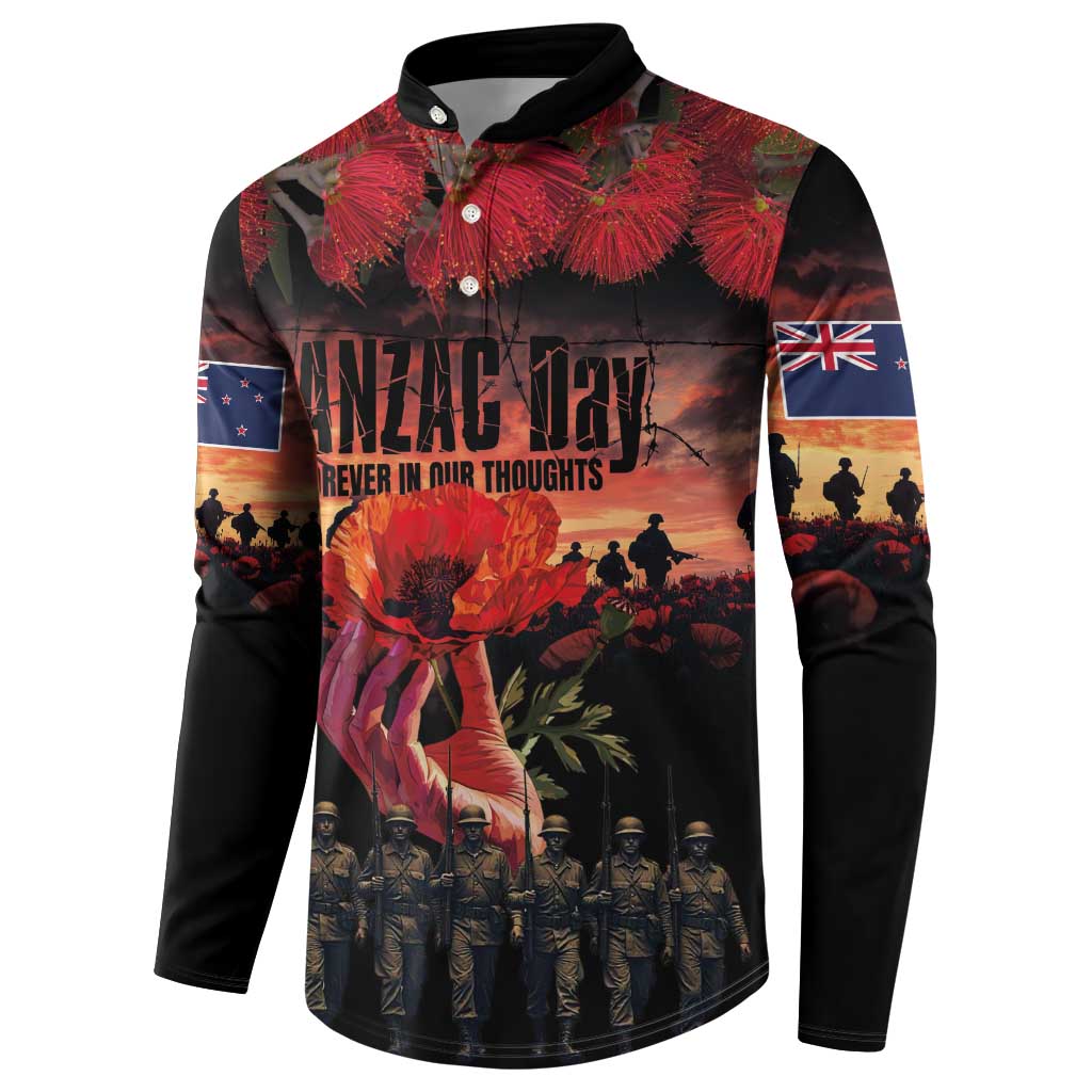 New Zealand ANZAC Day Button Sweatshirt Forever in My Thoughts LT03 - Polynesian Pride