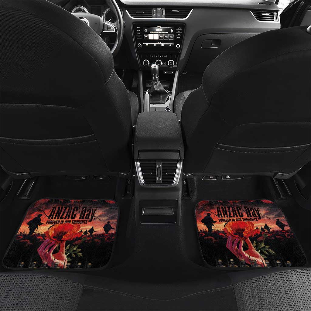 New Zealand ANZAC Day Car Mats Forever in My Thoughts LT03 Set 2pcs - Back Black - Polynesian Pride