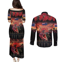 New Zealand ANZAC Day Couples Matching Puletasi and Long Sleeve Button Shirt Forever in My Thoughts LT03 - Polynesian Pride