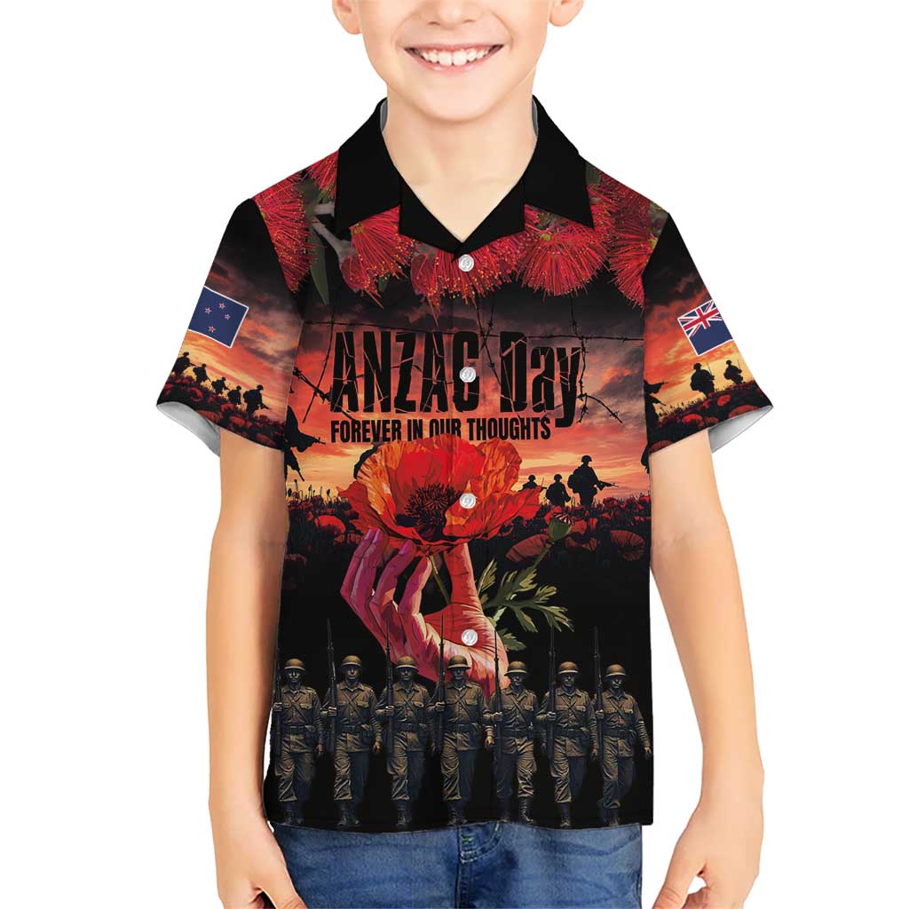 New Zealand ANZAC Day Kid Hawaiian Shirt Forever in My Thoughts