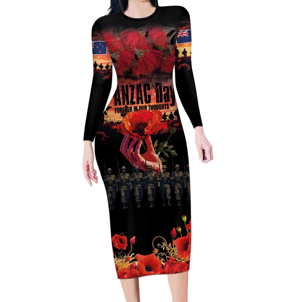 New Zealand ANZAC Day Long Sleeve Bodycon Dress Forever in My Thoughts