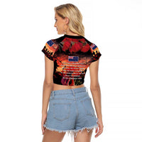 New Zealand ANZAC Day Raglan Cropped T Shirt Forever in My Thoughts LT03 - Polynesian Pride