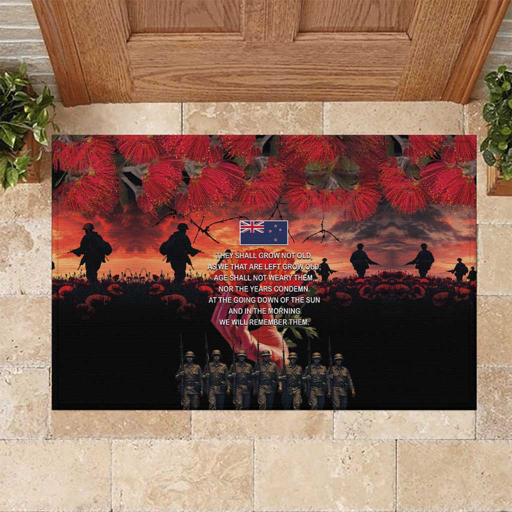 New Zealand ANZAC Day Rubber Doormat Forever in My Thoughts LT03 Black - Polynesian Pride