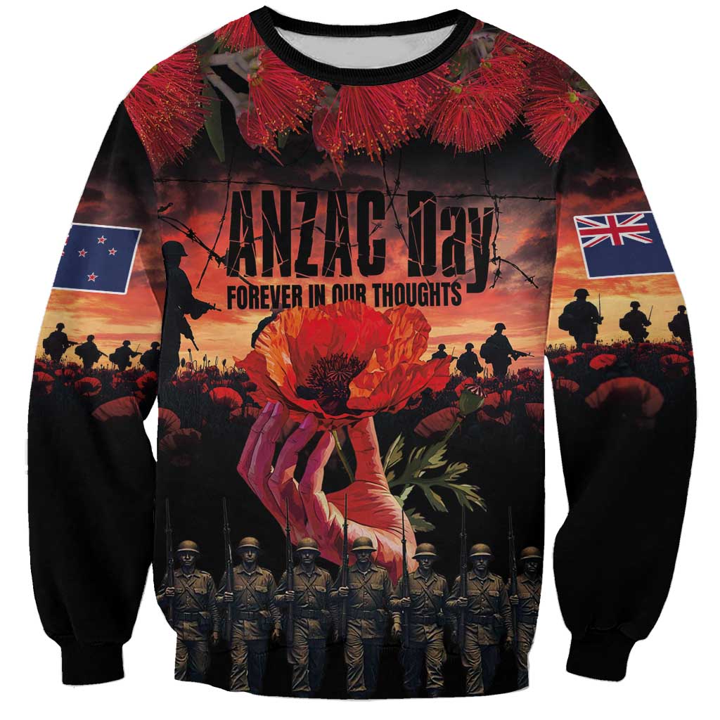 New Zealand ANZAC Day Sweatshirt Forever in My Thoughts LT03 Unisex Black - Polynesian Pride
