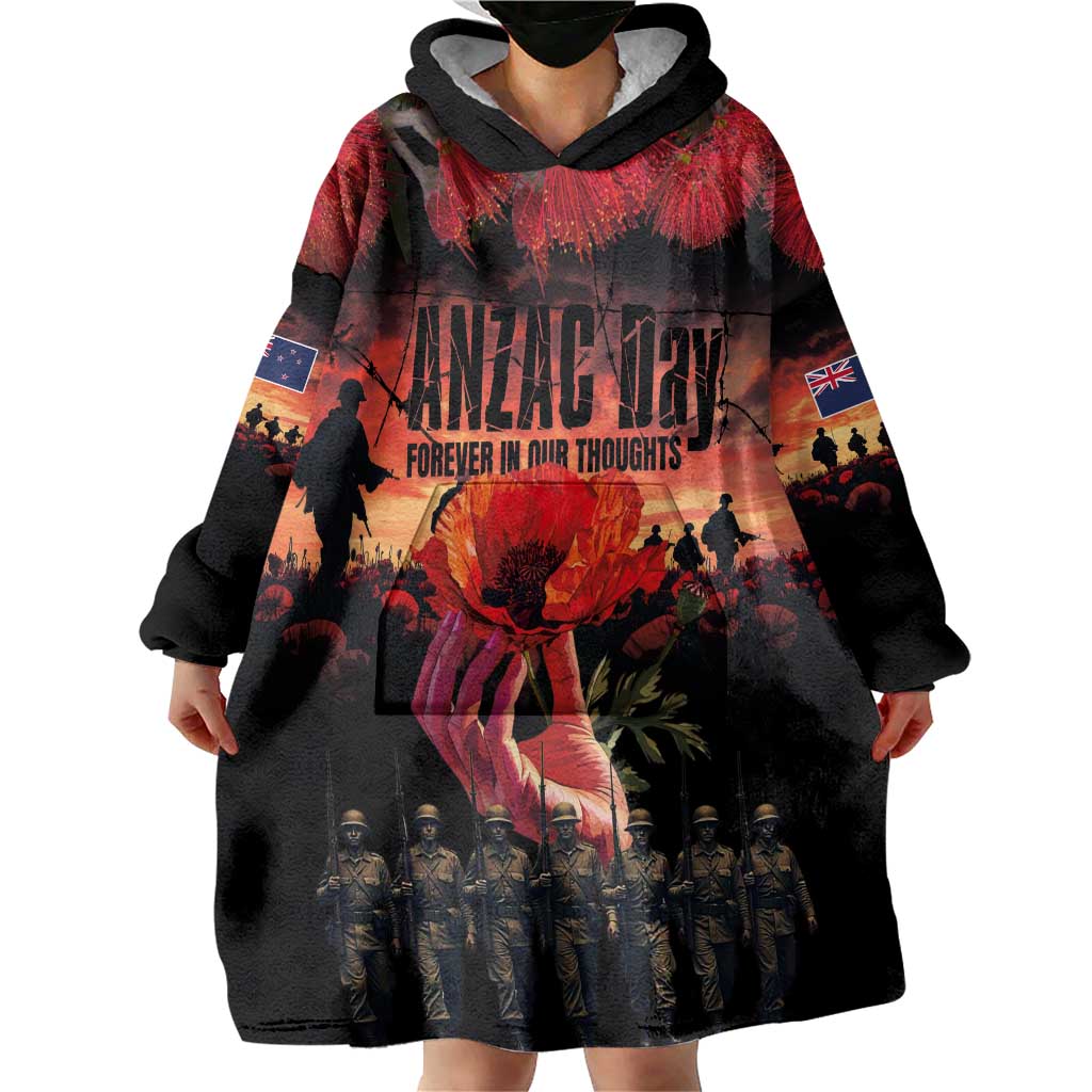 New Zealand ANZAC Day Wearable Blanket Hoodie Forever in My Thoughts LT03 - Polynesian Pride