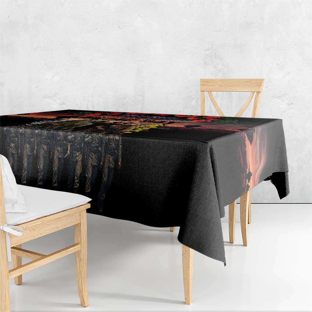 Australia and New Zealand ANZAC Day Tablecloth Kangaroo and Kiwi Bird Soldier - Forever in My Thoughts