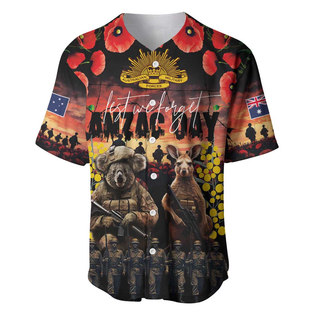 Australia ANZAC Day Baseball Jersey Kangaroo and Koala Soldier - Forever in My Thoughts