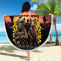 Australia ANZAC Day Beach Blanket Kangaroo and Koala Soldier - Forever in My Thoughts LT03 - Polynesian Pride