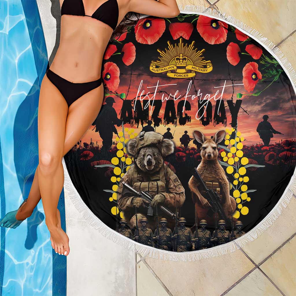 Australia ANZAC Day Beach Blanket Kangaroo and Koala Soldier - Forever in My Thoughts LT03 - Polynesian Pride