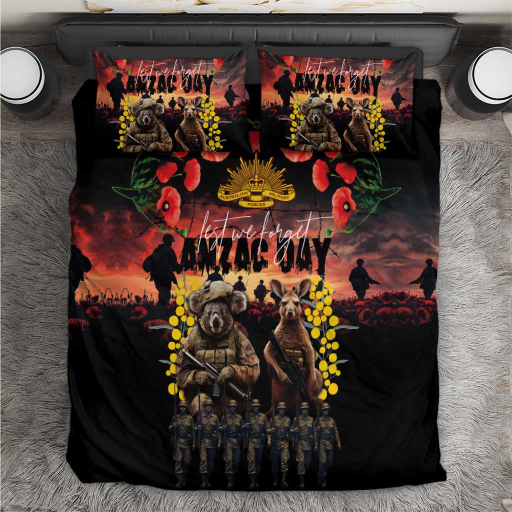 Australia ANZAC Day Bedding Set Kangaroo and Koala Soldier - Forever in My Thoughts