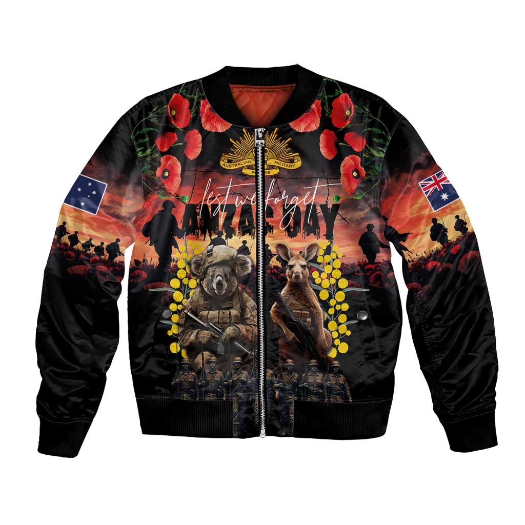 Australia ANZAC Day Bomber Jacket Kangaroo and Koala Soldier - Forever in My Thoughts