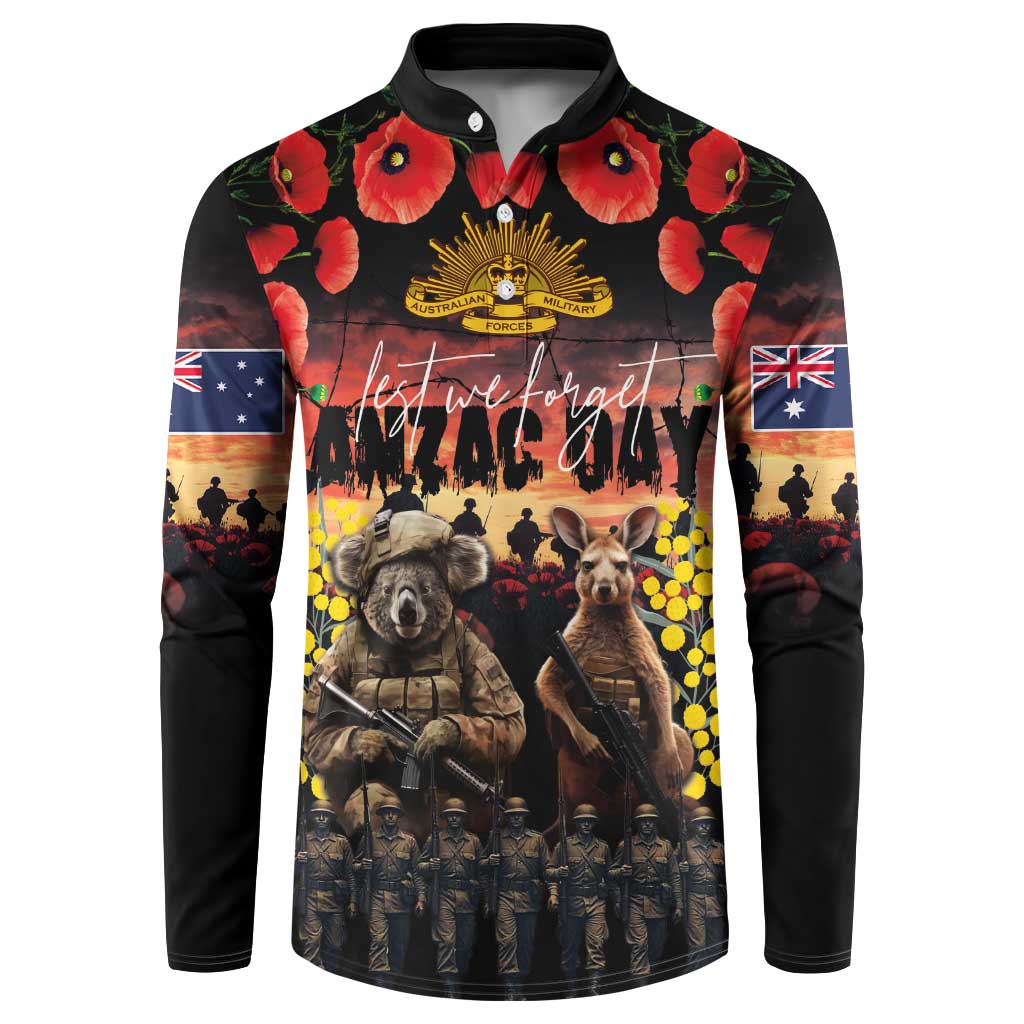 Australia ANZAC Day Button Sweatshirt Kangaroo and Koala Soldier - Forever in My Thoughts