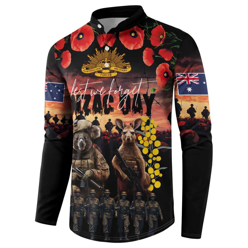 Australia ANZAC Day Button Sweatshirt Kangaroo and Koala Soldier - Forever in My Thoughts LT03 - Polynesian Pride
