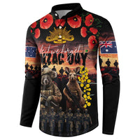 Australia ANZAC Day Button Sweatshirt Kangaroo and Koala Soldier - Forever in My Thoughts LT03 - Polynesian Pride