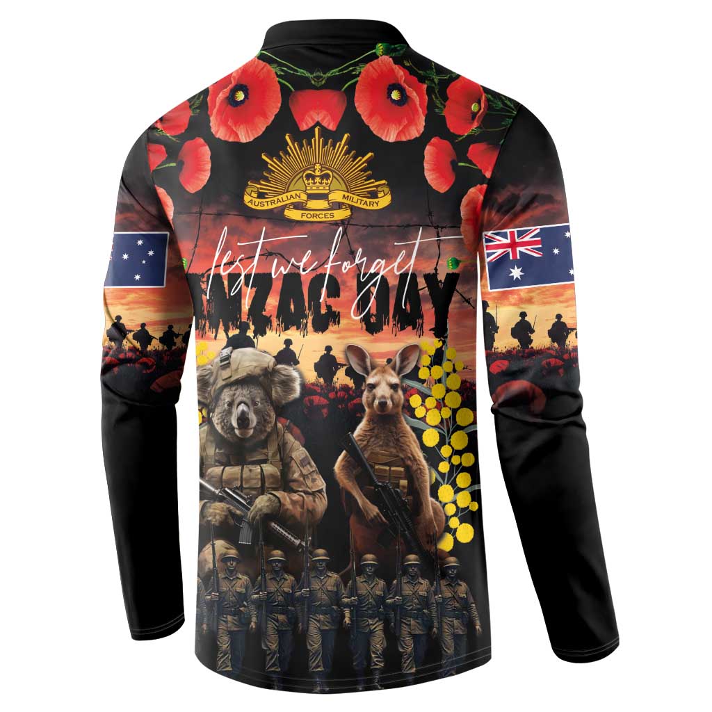 Australia ANZAC Day Button Sweatshirt Kangaroo and Koala Soldier - Forever in My Thoughts LT03 - Polynesian Pride